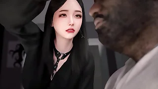 3D super cute Asian barber teasing the big cock round be captivated by her wet pusy